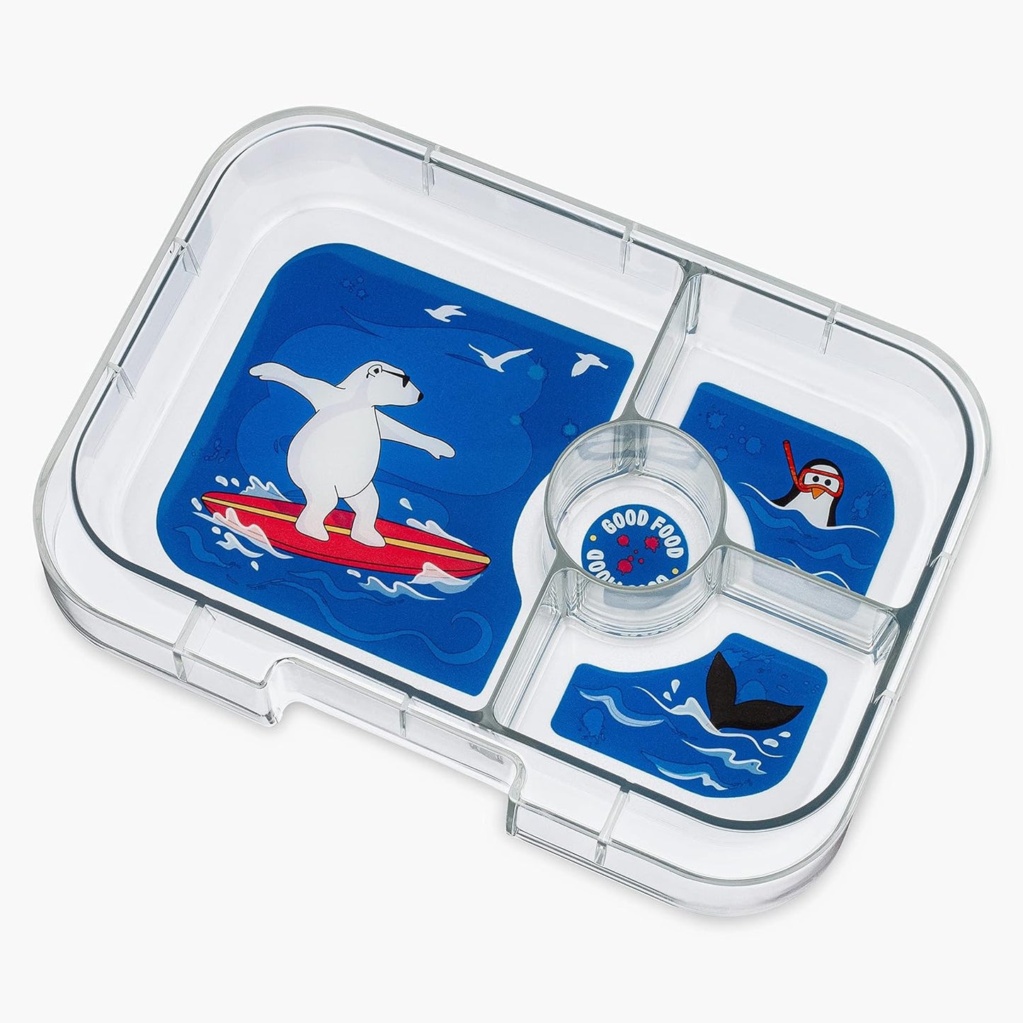 Yumbox Recipiente de lancheira Bento à prova de vazamentos Panino para crianças e adultos (azul surf (bandeja de urso polar))