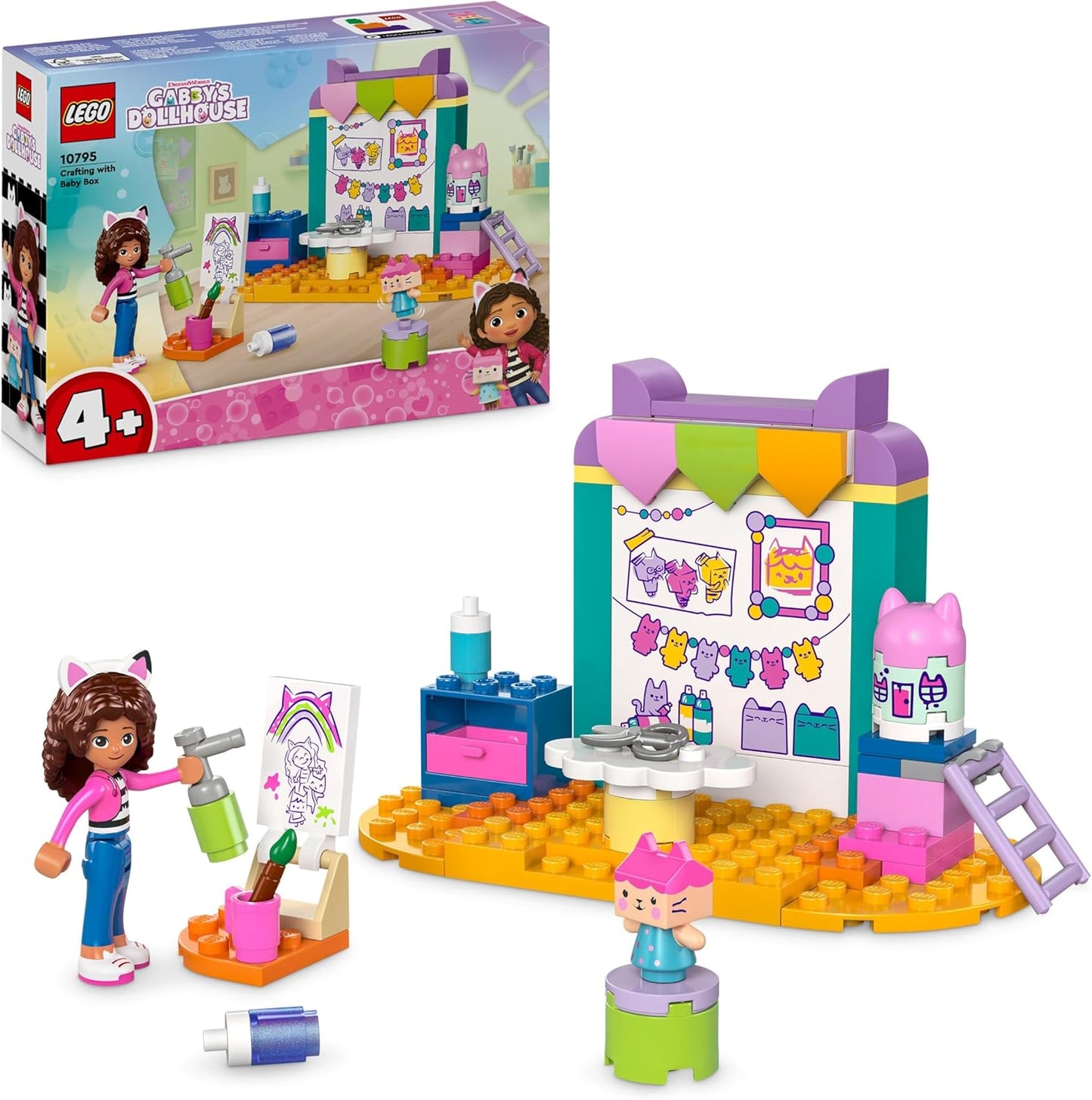 LEGO Gabby’s Dollhouse Crafting com Baby Box Toy para crianças, meninas e meninos de mais de 4 anos, brinquedos de aprendizagem pré-escolar para brincadeiras imaginativas, ideia de presente de aniversário 10795