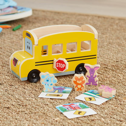 Melissa & Doug 33011 Blue's Clues & You Ônibus escolar retrátil de madeira, multi