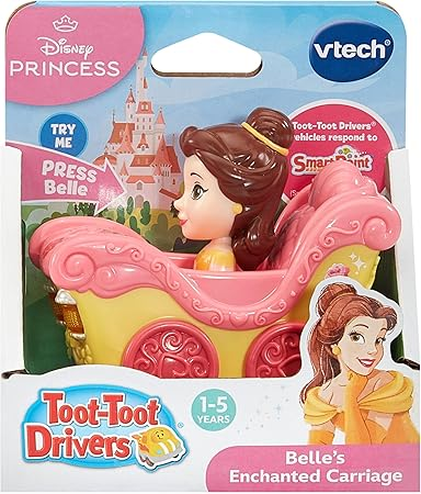 VTech Toot-Toot Drivers Carruaje Encantado de Cenicienta, Vehículo de Simulación Oficial de Princesas Disney con Luces, Frases y Canciones, Juguete Interactivo para Niños Pequeños 12 Meses, 2, 3, 4 Plus, Versión en Inglés