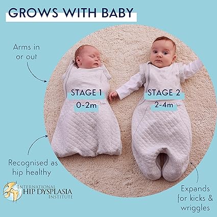 PurFlo Swaddle para saco de dormir | Saco de dormir respirável para recém-nascidos que cresce com seu bebê | Swaddle Braços para dentro ou para fora | Quadril saudável | 0-4 meses | Saco de dormir 2,5 tog para todas as estações