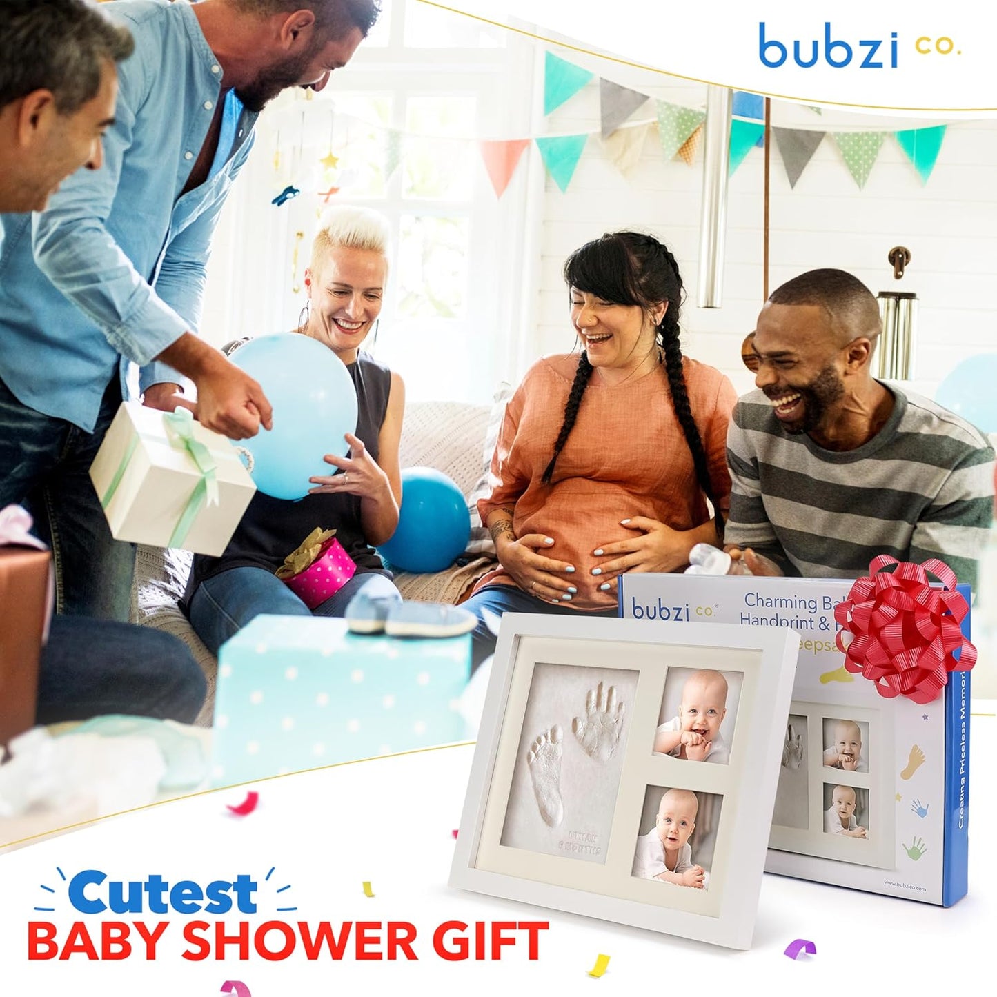 Bubzi Co Kit de creación de huellas y huellas de manos, fotos enmarcadas para recién nacidos, niños y niñas, regalos para bebés, regalo personalizado para hitos del bebé, marcos de fotos con memoria para decoración