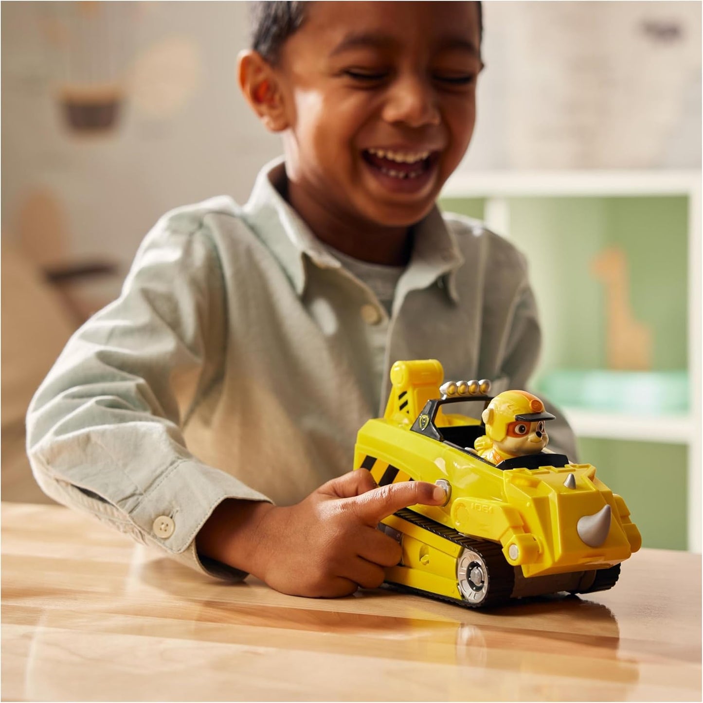 Paw Patrol Jungle Pups, Rubble Rhino Vehicle, caminhão de brinquedo com figura de ação colecionável, brinquedos infantis para meninos e meninas de 3 anos ou mais