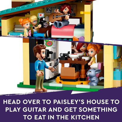 LEGO Casas de família dos amigos Olly e Paisley, conjunto de casa de bonecas de brinquedo para meninas, meninos e crianças de 7 anos ou mais com personagens de miniboneca, acessórios e brinquedos de estimação para dramatização, presentes de aniversá