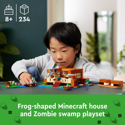 LEGO  Brinquedo de construção Minecraft The Frog House, presente para meninas, meninos e crianças a partir de 8 anos, conjunto de construção para jogos com personagens e figuras de animais mob 21256