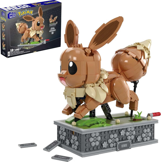 MEGA Conjunto de construção de bonecos de ação Pokémon, Motion Eevee com 1366 peças, manivela giratória para movimento de corrida, brinquedo de construção e exibição para colecionadores, HTH71