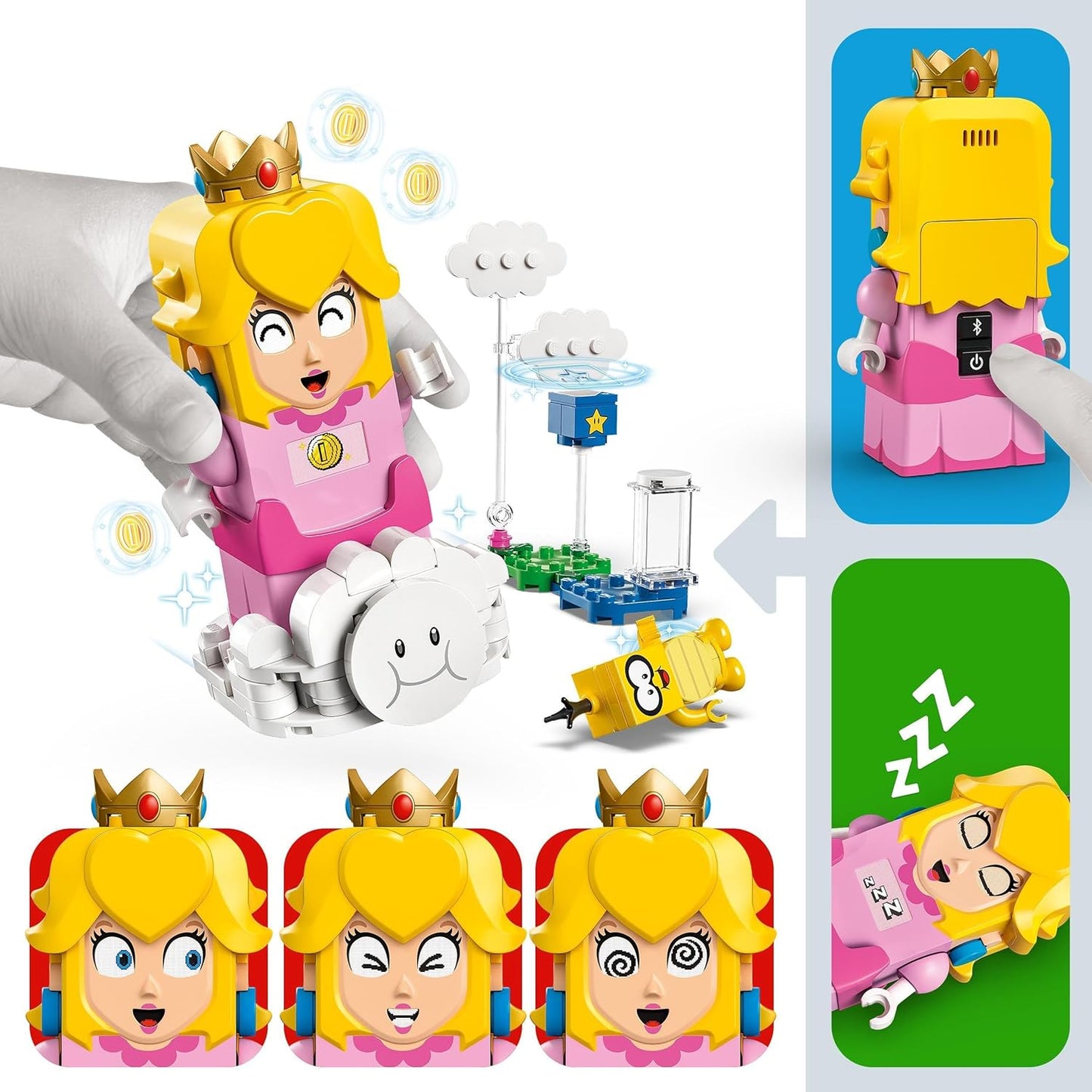 LEGO Super Mario Adventures con melocotón interactivo, juego de juguetes de princesa para niños, figura de rana amarilla, regalo de Nintendo para niñas, niños y jugadores de 6 años en adelante,