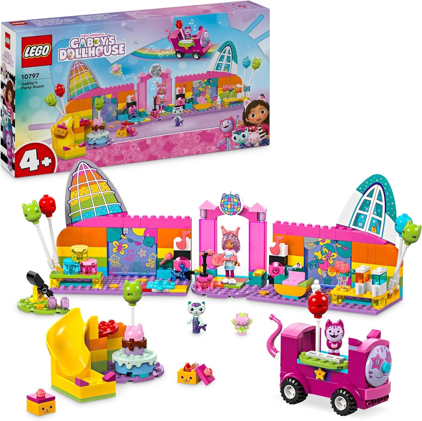 LEGO Gabby’s Dollhouse Gabby’s Party Room Disco Playset para crianças, brinquedo de entretenimento de DJ com slides e figuras de animais, presente criativo de dramatização para meninas e meninos de 4 anos ou mais 10797