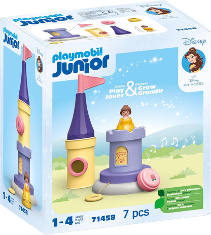 PLAYMOBIL 71458 JUNIOR e Disney: Belle's Play Tower com som, brinquedos para crianças, feitos com mais de 90% de plástico à base de plantas, brinquedos para presentear e dramatizações imaginativas, conjuntos de jogos para crianças com mais de 12 meses