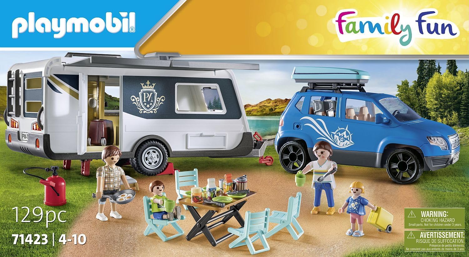 Playmobil 71423 Divertida caravana familiar con coche juguete de exte