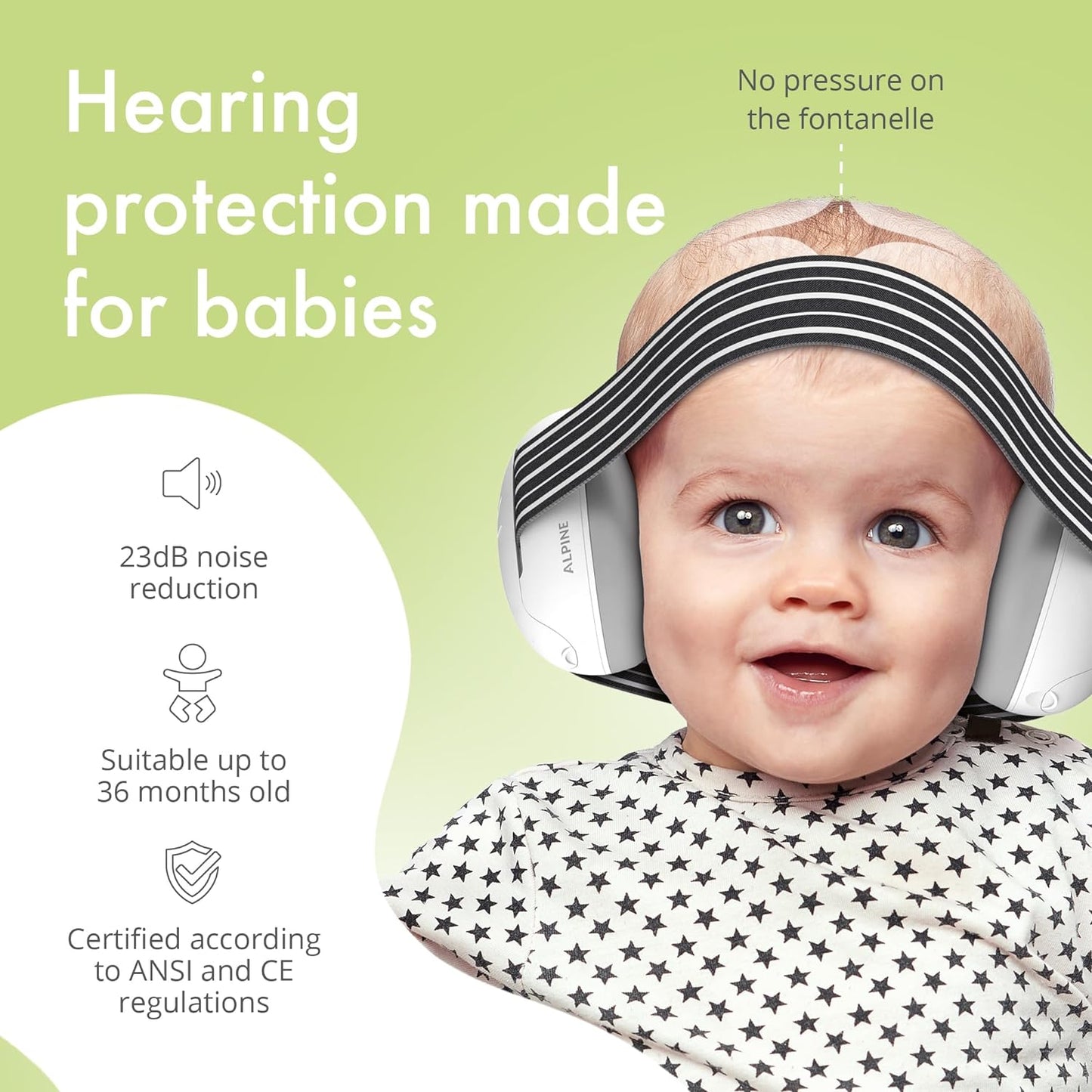 Alpine Muffy Baby Ear Defender para bebês e crianças pequenas de até 36 meses -  Protetores de ouvido com redução de ruído - Fones de ouvido confortáveis para bebês contra danos auditivos e melhora o sono - Preto