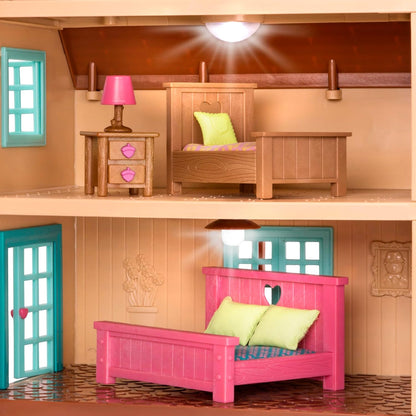 Li'l Woodzeez - Honeysuckle Hillside Cottage - Conjunto de brinquedos de 20 peças com casinha de brinquedo, móveis e acessórios - Casas em miniatura e conjuntos de jogos para crianças de 3 anos ou mais