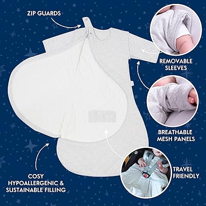 Saco de dormir para bebé PurFlo | Saco de dormir de 2,5 tog para todas las estaciones con mangas extraíbles | Saco de dormir de viaje | Artículos imprescindibles para recién nacidos en invierno y verano.