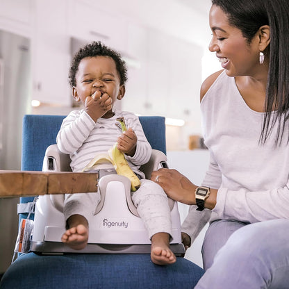 Ingenuity  Assento 2 em 1 para bebê, caxemira, cadeira elevatória, assento de jantar e alimentação para crianças pequenas, fácil de limpar com bandeja removível e autoarmazenável, maiores de 6 meses