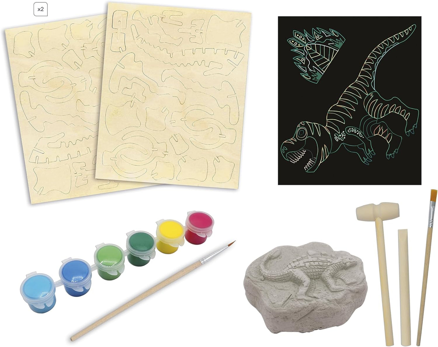 Janod - Jurassic Explorer - Carpeta Explorer - Kit de artes y manualidades - 6 actividades diferentes - Juguete de actividades artesanales para niños a partir de 6 años,