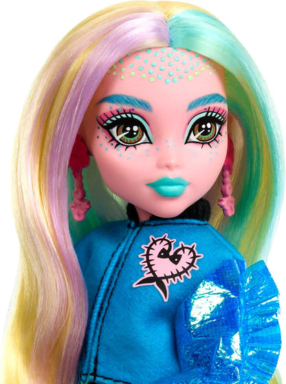 Monster High Boneca e conjunto de moda, Lagoona Blue com armário de vestir e mais de 19 surpresas, Skulltimate Secrets, HKY64