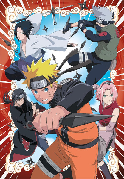 Clementoni 39833 Shippuden Shippuden-1000 quebra-cabeça, vertical, diversão para adultos, mangá, anime, feito na Itália, 1000 peças Naruto