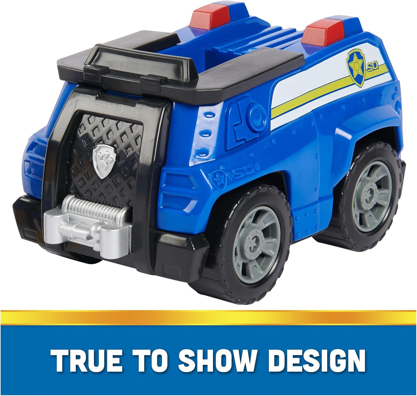 Paw Patrol, Chase's Patrol Cruiser, coche de juguete con figura de acción coleccionable, juguetes sostenibles para niños y niñas de 3 años en adelante