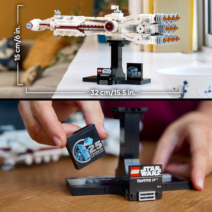 LEGO Conjunto Star Wars Tantive IV, kit de modelo de nave estelar colecionável do 25º aniversário para adultos construirem, veículo icônico de uma nova esperança, casa de recordações, presentes de decoração de escritório para homens, mulheres e fãs 75376