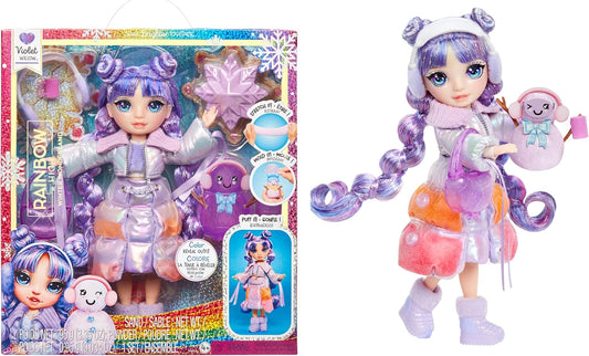 Rainbow High Winter Wonderland - Violeta (Roxo) - Boneca fashion de 28 cm, com neve mágica escondida que incha com água, vem com um kit de boneco de neve, adequado para crianças de 4 a 12 anos e colecionadores