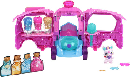 Magic Mixies Magic Potions Truck Playset, se transforma em uma loja de poções, cria 3 feitiços e poções surpresas para seus mixlings, inclui 1 mixling exclusivo,