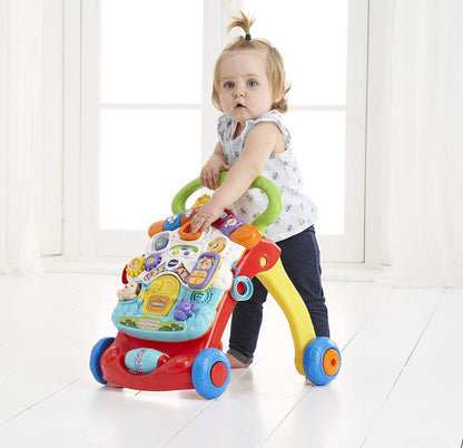 VTech First Steps Baby Walker | Brinquedo de bebê Push Along Walker com formas, sons, música, frases, brincadeira de faz de conta e muito mais | Adequado para bebês de 6 a 30 meses, meninos e meninas