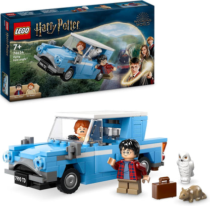 LEGO Brinquedo de carro voador Ford Anglia Harry Potter para crianças, meninos e meninas com mais de 7 anos, modelo edificável com minifigura do personagem Ron Weasley e figura de Edwiges, a coruja, presentes do mundo mágico 76424