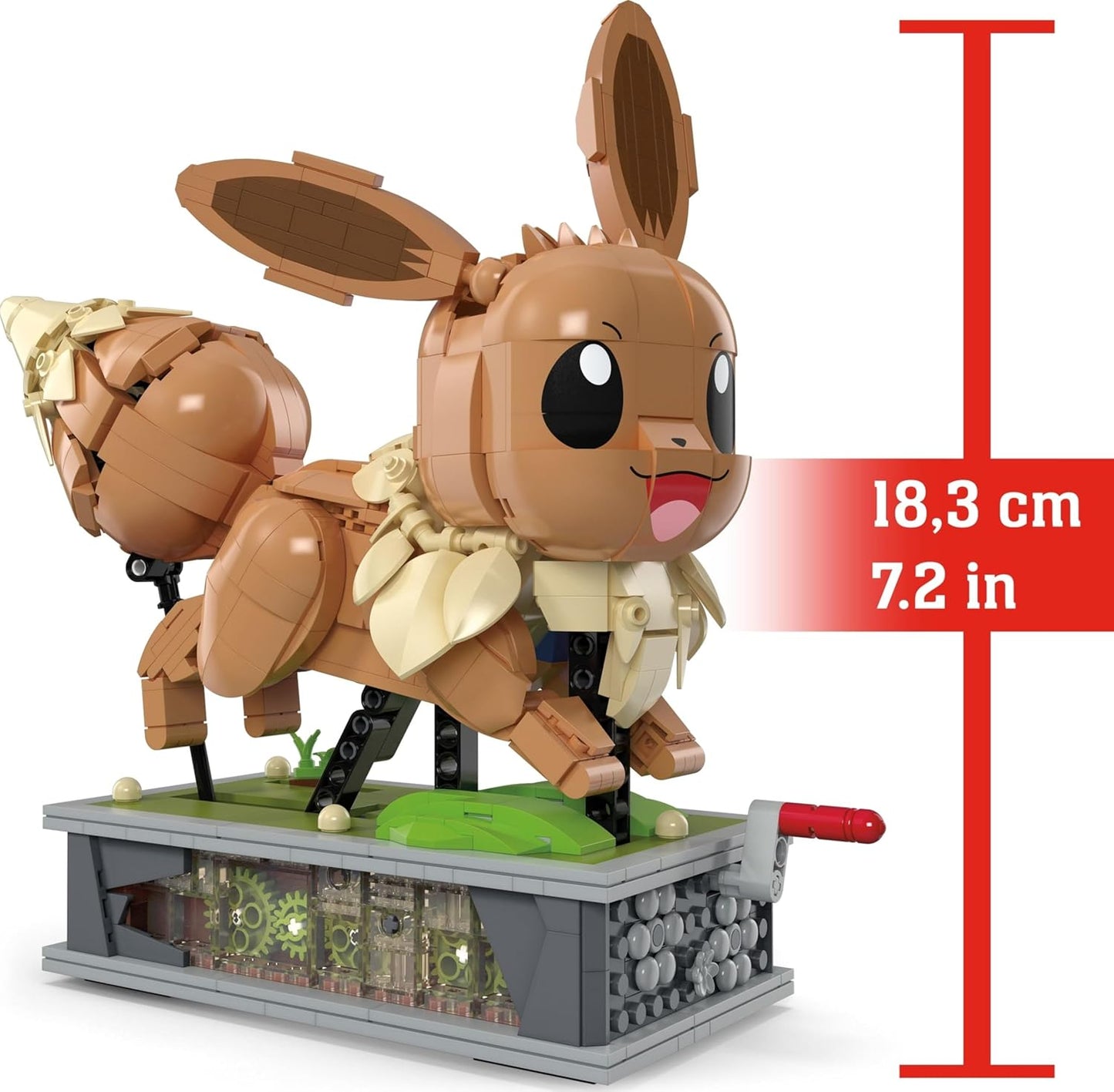 MEGA Conjunto de construção de bonecos de ação Pokémon, Motion Eevee com 1366 peças, manivela giratória para movimento de corrida, brinquedo de construção e exibição para colecionadores, HTH71