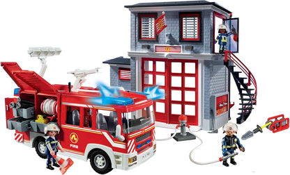 Playmobil 71603 Action Heroes: Fire Rescue Mega Set, grande conjunto de bombeiros com equipe de resposta e vários acessórios, conjuntos de jogos cheios de ação adequados para crianças de 4 anos ou mais