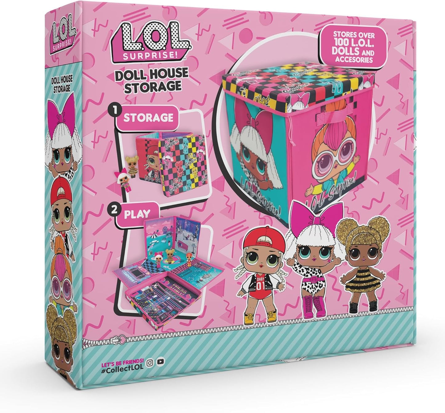 LOL Surprise ANCORY Dolls Caixa de armazenamento de brinquedos Playmat - Organizador de caixa de armazenamento LOL para bonecas - Caixa conversível Mega Chest para Playmat - Cabe mais de 100 bonecas e acessórios