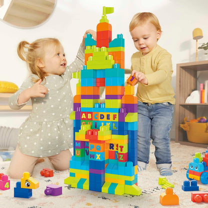 MEGA Conjunto de construção BLOKS Even Bigger Building Bag com 300 blocos grandes e coloridos e 1 bolsa de armazenamento, conjunto de brinquedos para presente para maiores de 1 ano, HHM97