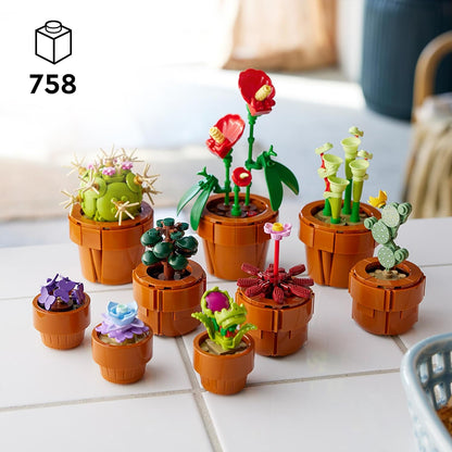 LEGO 10329 Conjunto de pequenas plantas de ícones, flores artificiais em 9 vasos edificáveis