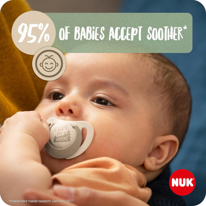 NUK Chupeta de bebê for Nature | 0-6 meses | Chupetas de silicone sustentáveis | Feito com matérias-primas 100% naturais | Aceito por 99% dos bebês | Sem BPA | Verde | 2 contagem