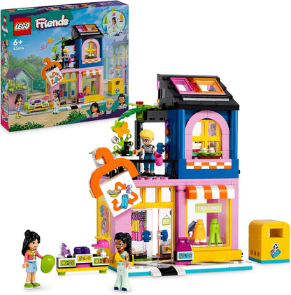 LEGO Loja de moda vintage Friends, loja de brinquedos montável para meninas e meninos de 6 anos ou mais, com personagens de miniboneca e figura de animal de gato de estimação, ideia de presente de dramatização para crianças 42614