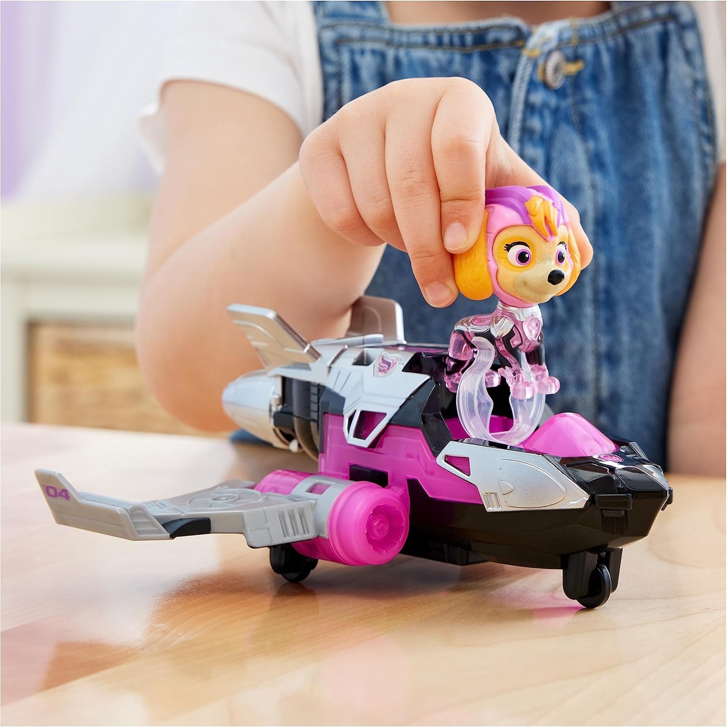 Paw Patrol: The Mighty Movie Airplane Toy com Skye Mighty Pups boneco de ação, luzes e sons, brinquedos infantis para meninos e meninas 3+