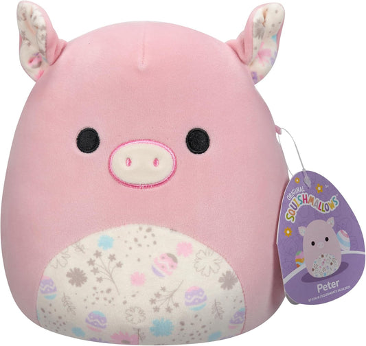 Squishmallows originais de 7,5 polegadas - Squishmallows de Páscoa - Peter the Pig com barriga estampada de Páscoa