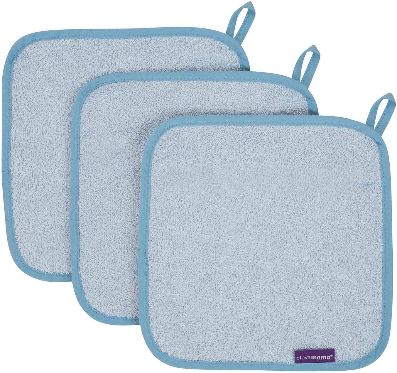 Clevamama ClevaMama Toallitas para Bebés y Recién Nacidos en Set (Pack de 3), Ultra Suaves y Absorbentes, de Bambú y Algodón - Azul, 25x25 cm 3514