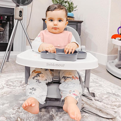 Bebamour Assento elevatório para cadeira de bebê com bandeja Sit Me Up Cadeira de bebê para comer portátil, viagem, com estofamento bege