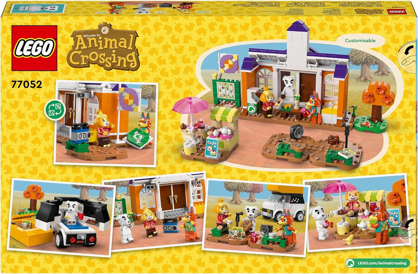 LEGO Brinquedo de construção Animal Crossing K.K. no Plaza Building para meninas e meninos com mais de 7 anos, com conjunto de café, figuras e veículo dos videogames, presente de simulação para crianças