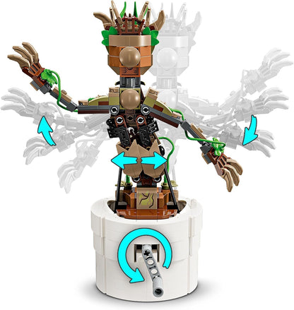 LEGO Marvel Dancing Groot Brinquedo animado para construir, personagem dos Guardiões da Galáxia, conjunto interativo manual para crianças, presente de super-herói para meninos e meninas com mais de 10 anos