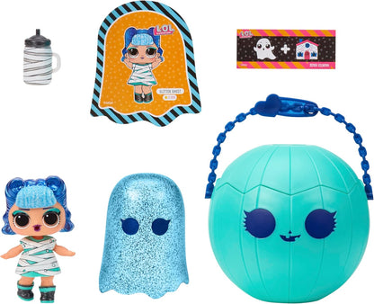 LOL. Surpresa! Spooky Party - Glitter Ghost - Boneca de edição limitada com 7 surpresas - Embalagem de bola de abóbora para doces ou travessuras - Adequado para colecionadores e crianças de 4 anos ou mais