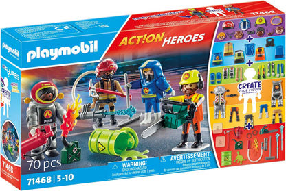 Playmobil 71468 Minhas Figuras: Resgate de Incêndio, com figuras personalizadas e acessórios removíveis, dramatização divertida e imaginativa, conjuntos de jogos variados adequados para crianças a partir de 5 anos