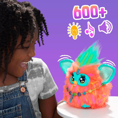 Hasbro Furby Coral Brinquedo Interativo Ativado por Voz para Crianças de 6 Anos 15 Acessórios - Versão Espanhola