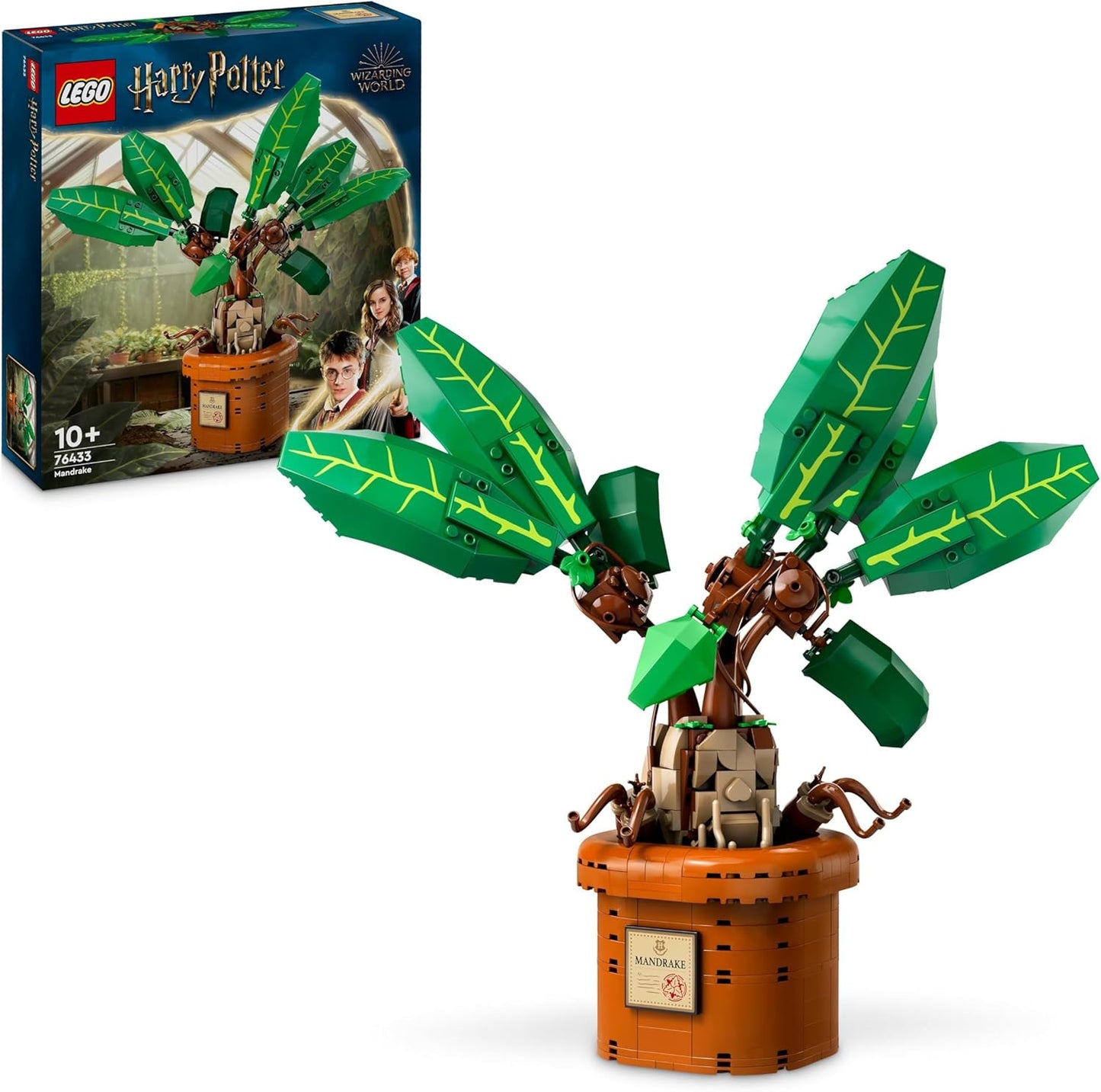 LEGO Figura e pote de brinquedo de planta mandrágora de Harry Potter, conjunto mágico, ideia de presente do mundo mágico para meninas, meninos e fãs, crianças imaginativas, decoração de quarto ou acessório de mesa 76433