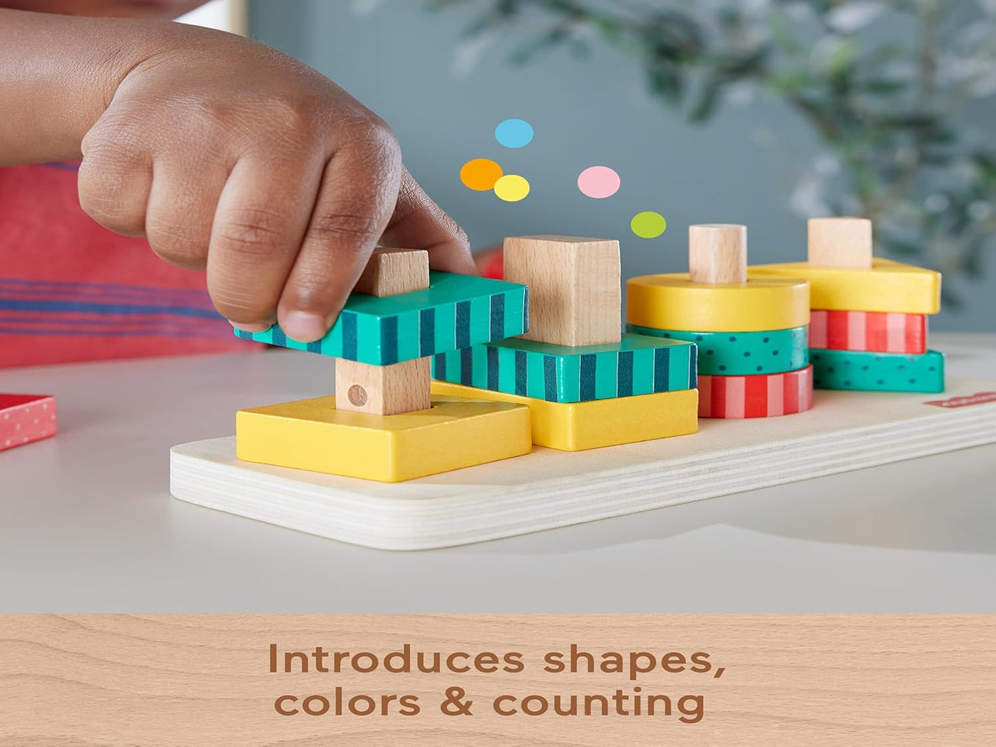 Fisher-Price Apilador de Madera con Forma para niños, 13 Piezas de Madera para Juegos de motricidad Fina, niños en Edad Preescolar de 2 años en adelante,