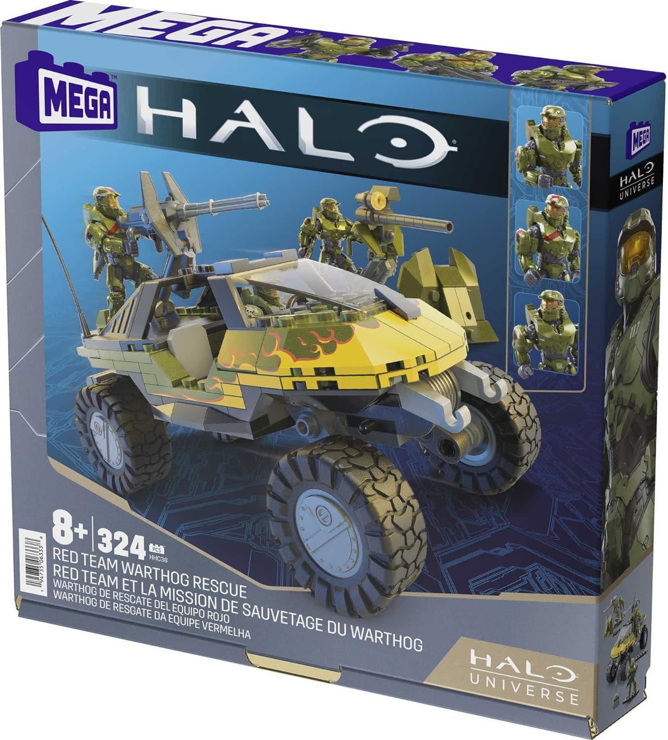 Mega Bloks Halo Universe Red Team Warthog Rescue 324pcs Playset 3 figuras pequenas