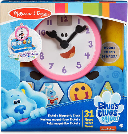 Melissa & Doug  As pistas de Blue e você! Relógio magnético Tickety Tock de madeira