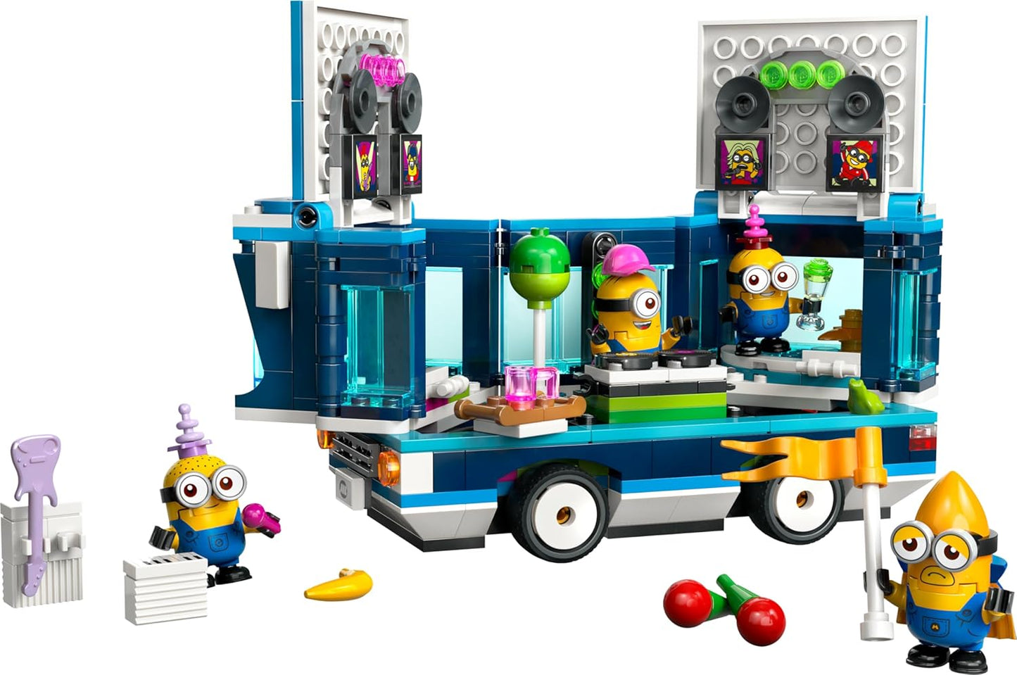 LEGO Ônibus de festa musical Despicable Me Minions, brinquedo de construção criativo para crianças, meninos e meninas com mais de 7 anos, inclui figuras de Gus, Mel, Dave e Phil, ideia criativa para presente de aniversário 75581