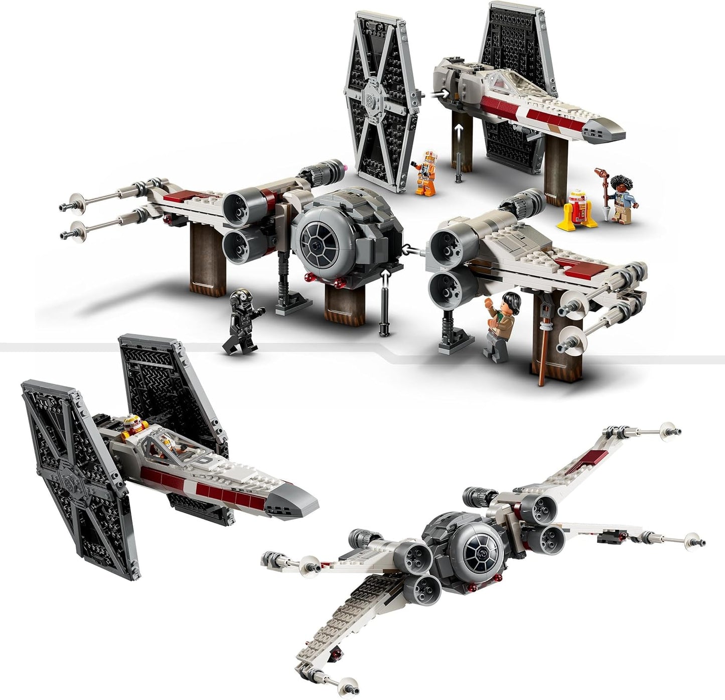 LEGO  Conjunto mash-up Star Wars TIE Fighter e X-Wing, brinquedo de construção Starfighter com mais de 9 anos para crianças, veículos com 4 minifiguras e uma figura de dróide, presente criativo para meninos, meninas e fãs 75393