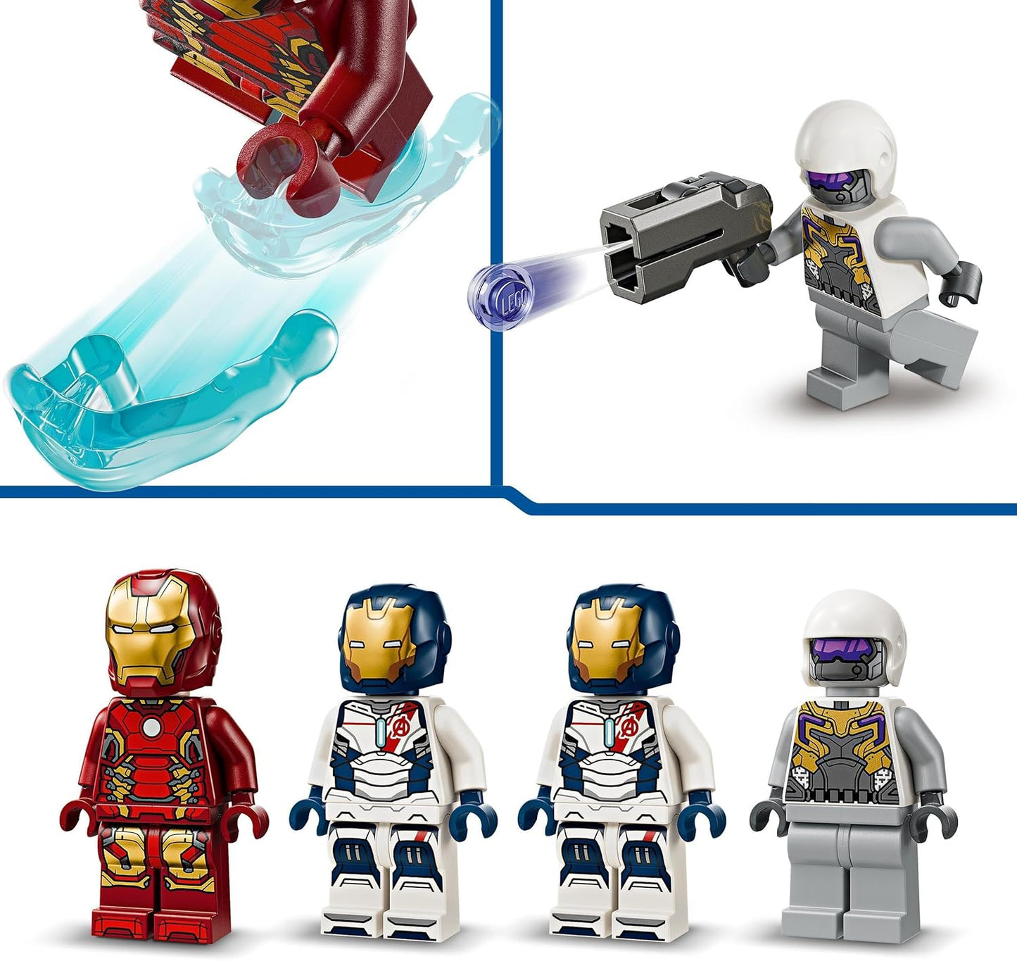 LEGO Marvel Iron Man & Iron Legion vs. Hydra Soldier Building Toy para meninos e meninas de 6 anos ou mais, conjunto de aventuras de Vingadores para crianças criativas e fãs de super-heróis